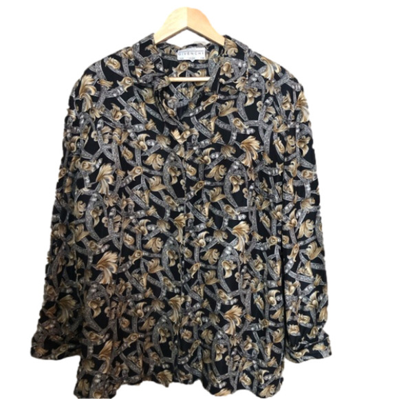 Vintage Givenchy Silk 90s Demure Blouse Size 16W - Picture 1 of 12